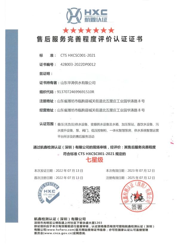點擊查看詳細信息<br>標題：售后服務完善程度評價認證證書 閱讀次數：805